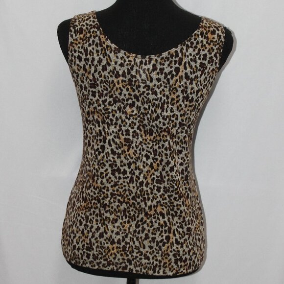 Chico's Size 2 Animal Print Sparkly Accented Top - Picture 2 of 10